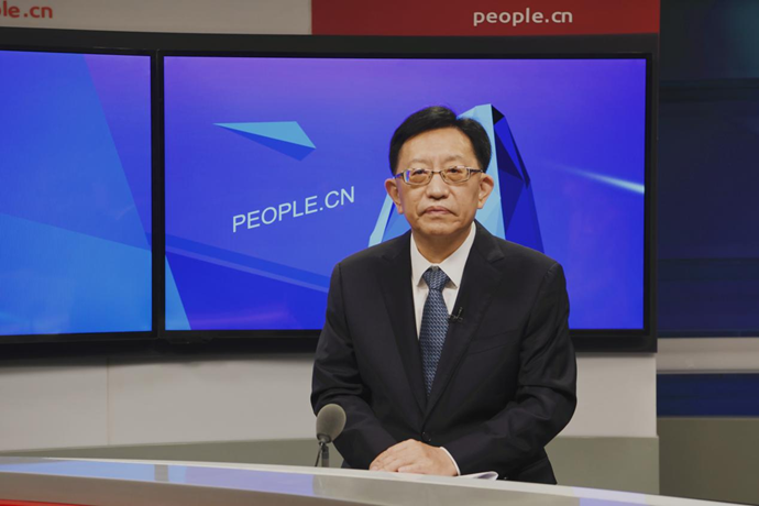 中國節(jié)能環(huán)保集團(tuán)有限公司黨委書記、董事長宋鑫做客人民網(wǎng)。人民網(wǎng)記者 王曉嘯 攝