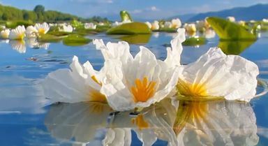 大理洱海海菜花漫湖綻放